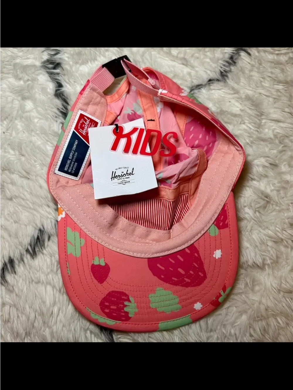 Herschel Supply Company Kids Coral Pink Strawberry Print Cap